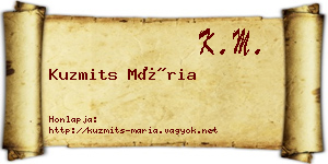 Kuzmits Mária névjegykártya